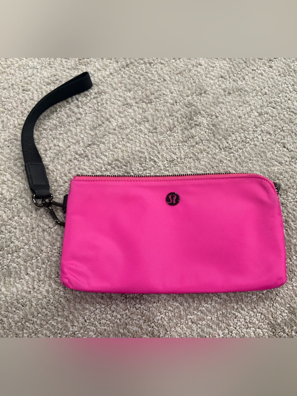 Lululemon Hot Pink Wristlet Clutch with Black Wrist Strap